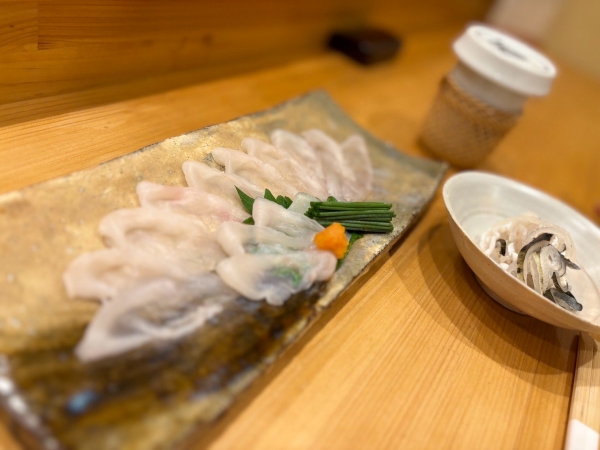 ふぐのお刺身、ふぐ皮ポン酢